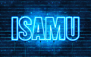 Happy Birtay Isamu, , blue neon lights, Isamu name, creative, Isamu Happy Birtay, Isamu Birtay, popular japanese male names, with Isamu name, Isamu HD wallpaper