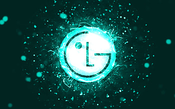 LG turquoise logo, , turquoise neon lights, creative, turquoise abstract background, LG logo, brands, LG HD wallpaper