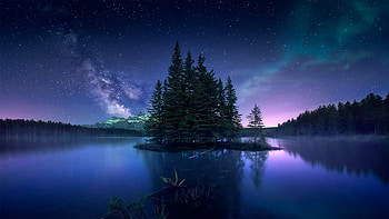Aurora Borealis at Two Jack Lake, Alberta, Canada, night, nature, two jack lake HD wallpaper