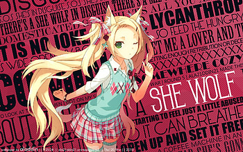 Wolf Girl, skirt, blonde, anime, cute, beautiful, long hair HD wallpaper