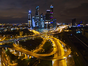 Cities, Roads, Night, Moskow, City, Building, View From Above, Russia HD wallpaper
