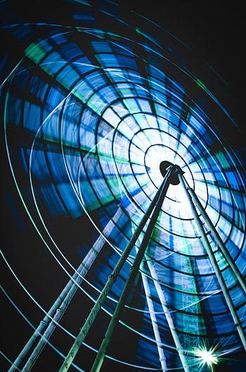 Dark, Traffic, Movement, Long Exposure, Neon, Ferris Wheel HD phone wallpaper