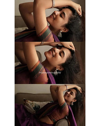 Priyanka Mohan, beautiful, face, hair, saree HD phone wallpaper
