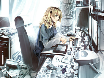 realistic anime girl, anime, art, drawing, computer, girl HD wallpaper