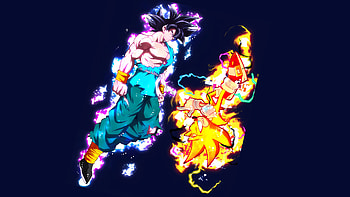 Goku Ultra Instint (DB) X Super Sonic 2 (STH), Sonic the Hedgehog, Dragon Ball, Goku, Dragon Ball Super, crossover HD wallpaper