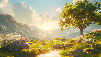 Sunny Landscape with Tree, sunny, landscape, tree HD wallpaper
