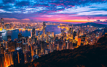 Hong Kong City View Buildings Light Night, hong-kong, world, lights, city, buildings HD wallpaper