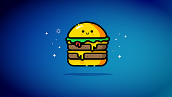 Cheese burger, blue, smiley, digital art HD wallpaper