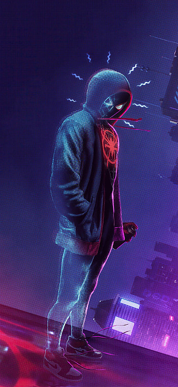 spider man miles morales noise X, Purple Man HD phone wallpaper