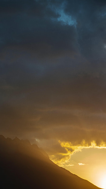 Nature, Mountains, Sun, Clouds, Beams, Rays, Slope HD phone wallpaper