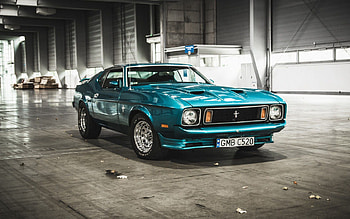 Ford, Mustang, Cars, Front View, Hangar, 1973 HD wallpaper
