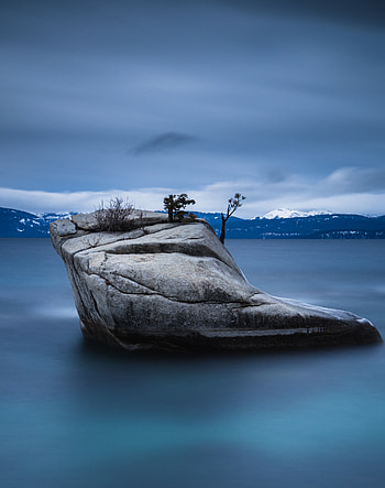 Rock, lake, nature HD phone wallpaper