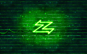 Zagato green logo, , green brickwall, Zagato logo, cars brands, Zagato neon logo, Zagato HD wallpaper