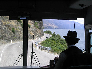 Take me home country road, road, people, bus, mountains HD wallpaper
