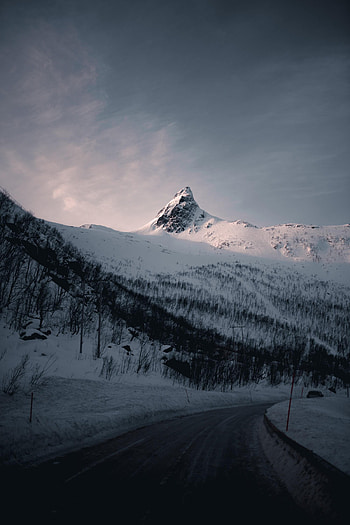 Nature, Mountain, Vertex, Top, Road, Snow Covered, Snowbound HD phone wallpaper