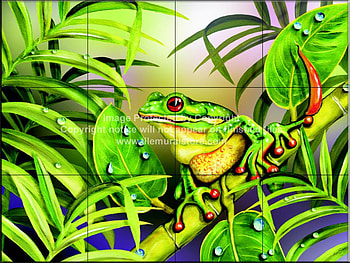 FROG TILES, grenn, eyed, tiles, red, frog HD wallpaper