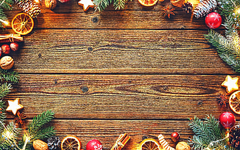 christmas decorations, , christmas farmes, New Year decoration, Happy New Year, Merry Christmas, brown wooden background, new year concepts HD wallpaper