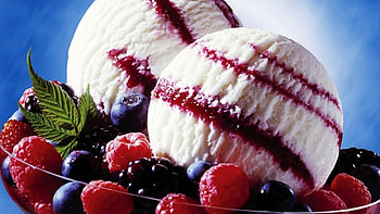Dessert, Leaf, Mint, Ice Cream, Berries HD wallpaper