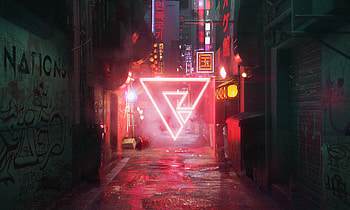 Cyberpunk Street Neon Abstract Triangle Art , cyberpunk, graphy, neon, abstract, triangle, deviantart HD wallpaper