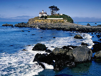 Nature, Water, Stones, Rocks, Lighthouse, California, Pacific Ocean HD wallpaper
