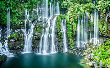 Langevin-Falls, white, graphy, waterfalls, beauty, Langevin Falls, lakes, green, Indian, , nature, water, Reunion Island HD wallpaper