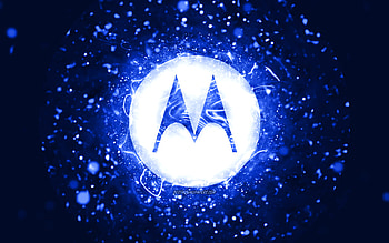 Motorola dark blue logo, , dark blue neon lights, creative, dark blue abstract background, Motorola logo, brands, Motorola HD wallpaper