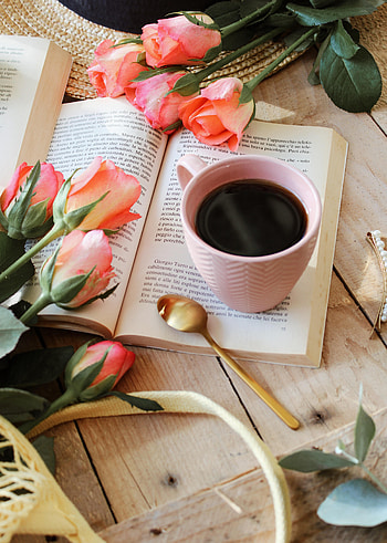 Flowers, Roses, Miscellanea, Miscellaneous, Cup, Book, Tea HD phone wallpaper