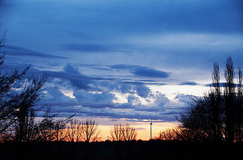 Clouds, blue sky, sunset, nature HD wallpaper