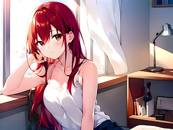 Anime girl at the window, AI Art, Anime, Original HD wallpaper