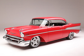 1957-Chevy-Belair, Classic, GM, Red, Custom Wheels HD wallpaper