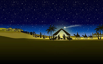Birth of Jesus, stylized, 3D, Christmas nativity scene, green HD wallpaper