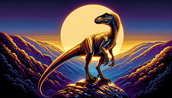 Velociraptor Dinosaur Sunset, dinosaur, velociraptor, landscape HD wallpaper