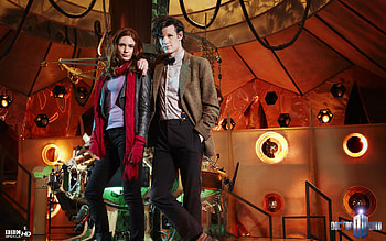 TARDIS, Matt Smith, Companion Amy Pond, Eleventh Doctor HD wallpaper