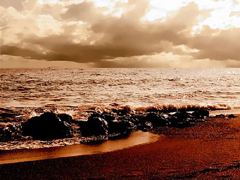Somewhere, sea, sunset HD wallpaper