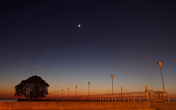 Nature, Moon, Lights, Lanterns, Embankment, Quay HD wallpaper