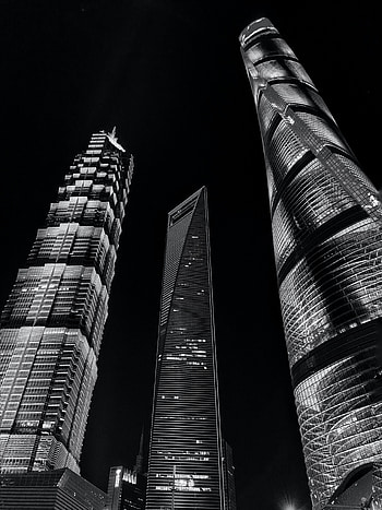 Cities, City, Building, Lights, Bw, Chb, Bottom View HD phone wallpaper
