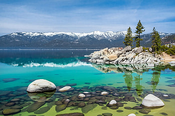 North Lake Tahoe, Nevada, hills, trees, landscape, sky, rocks, ains, stones, usa, mountains HD wallpaper