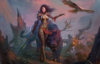 Dragon Eternity, video game, woman, black panther HD wallpaper