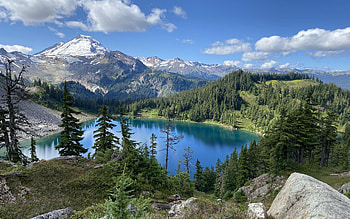 Mt Baker-Snoqualmie National Forest, Washington, clouds, landscape, sky, mountains, rocks, usa, lake HD wallpaper