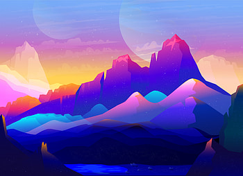 Rock Mountains Landscape Colorful Illustration Minimalist, minimalist, minimalism, landscape, planet, colorful, illustration, artist, artwork, digital-art, dribbble HD wallpaper