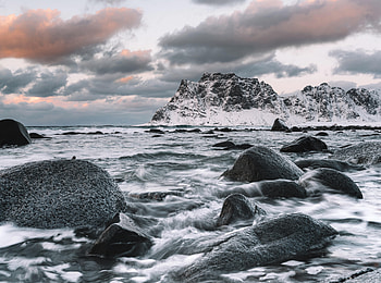 Nature, Stones, Waves, Snow, Rock, Shore, Bank HD wallpaper