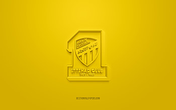 Al-Ittihad, creative 3D logo, yellow background, SPL, Saudi Arabian football Club, Saudi Professional League, Jeddah, Saudi Arabia, 3d art, football, Al-Ittihad 3d logo HD wallpaper