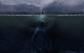 boat, scary, rain, awesome, monster, dark, nice, light, water HD wallpaper