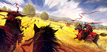 Warrior In Field Horse Hunting Civilians, artist, art, artwork, digital-art, deviantart HD wallpaper