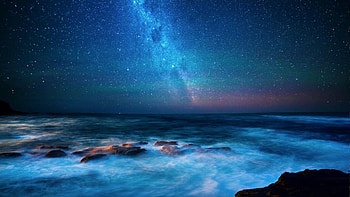 Milky Way Over The Great Ocean Road, Victoria, Australia, stars, rocks, night, sea, clouds, sky HD wallpaper