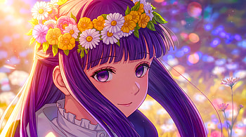 Frieren 2nd Season - Fern With Flowers and Watercolor Background, Frieren: Beyond Journey's End, Fern (Frieren: Beyond Journey's End), Anime Girl, Watercolor, Flower HD wallpaper