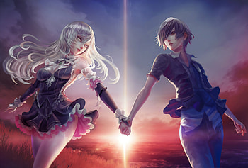 Girls Avenue, anime-girl, anime-boy, couple, love HD wallpaper