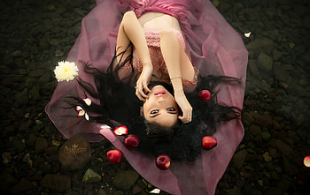 Lovely Girl, apples, fruits, model, woman HD wallpaper