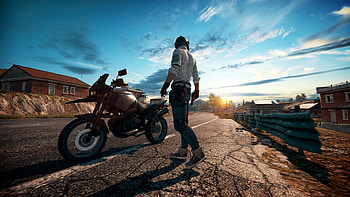 PUBG – Lone Survivor and Motorcycle on Battleground, video game, Playerunknown's Battlegrounds HD wallpaper