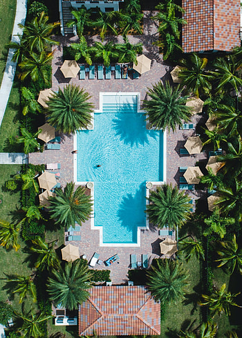 Palms, View From Above, Miscellanea, Miscellaneous, Pool HD phone wallpaper